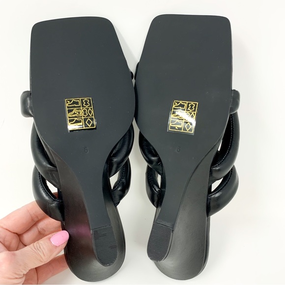 NEW $112 Nasty Gal Genuine Leather Twist Sandal Wedges Black US 8.5/EU 39/UK 6 - Picture 8 of 8